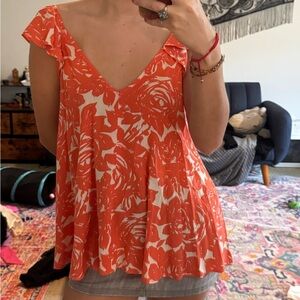 Elegant Orange Floral Blouse